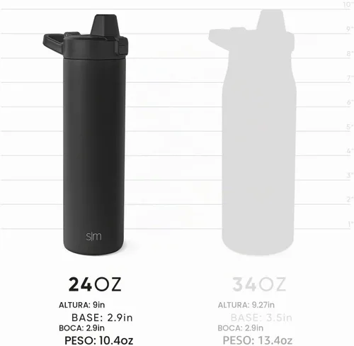 Vista 4 de Simple Modern Botella de agua filtrada Botellas de agua de viaje con filtro de carbono de acero inoxidable aisladas Reutilizable para agua