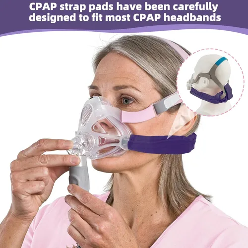 Vista 5 de Almohadilla de cuello CPAP de satén para correas de casco CPAP, cubiertas CPAP transpirables, cómodos cojines de correa CPAP, fundas de correa