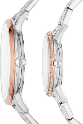 Vista 2 de Fossil Juego de regalo de reloj de acero inoxidable para él y ella