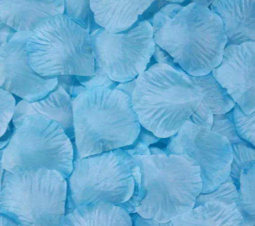 Vista 21 de 1000 pétalos de rosa artificiales de seda, flores artificiales, para boda, fiesta, jarrón, decoración de mesa (azul y blanco)