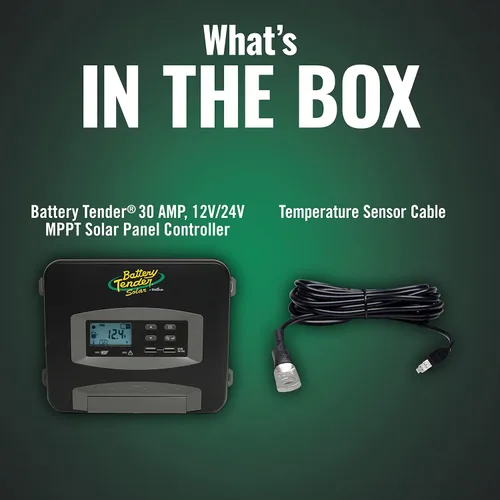 Vista 3 de Battery Tender Controlador de carga solar MPPT de 30 amperios con pantalla LCD para uso con baterías de plomo ácido de 12 voltios/24 voltios, AGM
