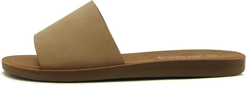 Vista 27 de Soda Shoes Efron-S - Chanclas básicas lisas para mujer, sandalias deslizantes, informales, puntera abierta, playa Todo negro Pu