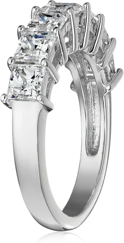 Vista 2 de Tienda Essentials Platinum-Plated Sterling Silver Infinite Elements Princess Cut Cubic Zirconia Ring (1 cttw, 2 cttw, or 3 cttw)