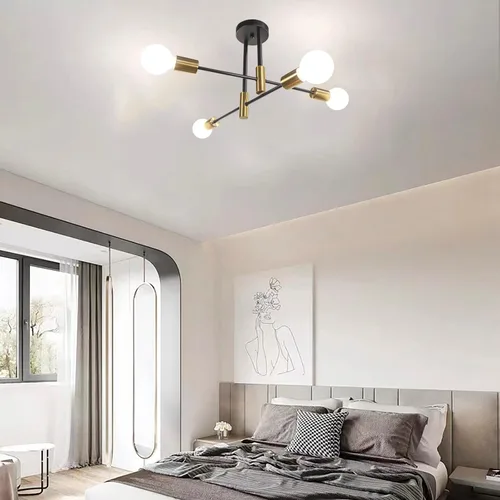 Vista 7 de Lámpara de techo moderna Sputnik 4 luces, lámpara de techo creativa semiempotrada para dormitorio, sala de estar, cocina, comedor
