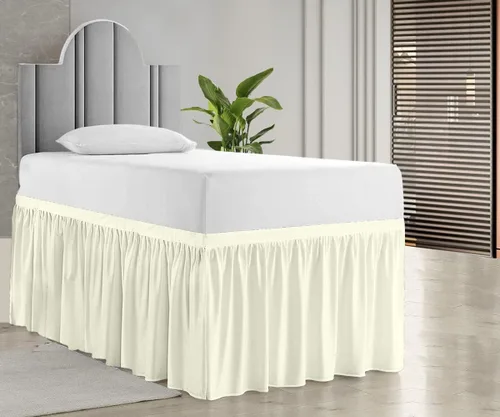 Vista 8 de Falda de cama de calidad de hotel de 800 hilos, 100% algodón con volantes, tamaño de 30 pulgadas, suave, extra larga, elástica, para dormitorio