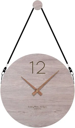 Vista 8 de Reloj de pared para dormitorio, reloj de pared de madera, funciona con pilas, redondo de 12 pulgadas, fácil de leer, decoración de pared, decoración