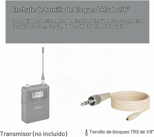 Vista 2 de Professional auricular/micrófono inalámbrico de cabeza JK MIC-J 071S para sistema inalámbrico Sennheiser – Micrófono omnidireccional – Superligero
