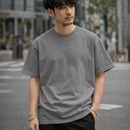 Vista 2 de Maydear Camiseta básica de algodón de manga corta con cuello redondo casual liso para hombre y mujer, camiseta esencial para uso diario Gris