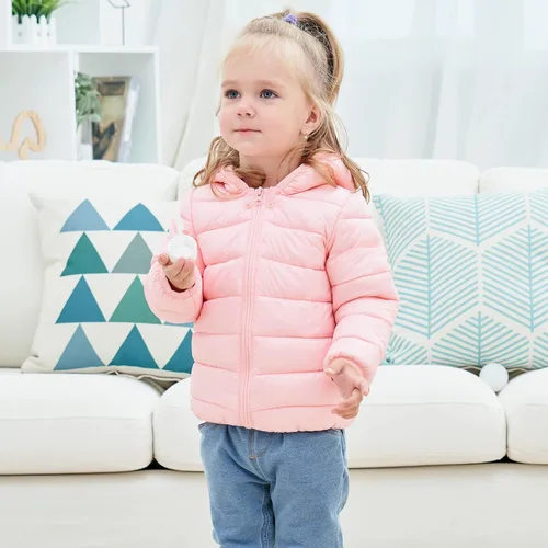 Vista 2 de UNICOMIDEA Abrigos de invierno para niños con estampado 3D con capucha alternativa, abrigo para niñas de 6 meses a 6 años