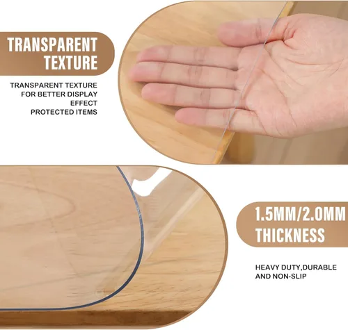 Vista 5 de Cubierta de plástico transparente para encimera de cocina, protector de mesa, mantel de muebles de madera, vinilo lavable, PVC, mesa auxiliar