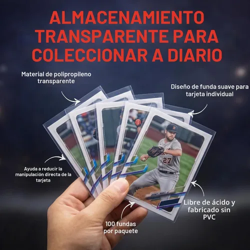 Vista 3 de Ultra PRO - Fundas suaves transparentes para tarjetas Penny Sleeves®, 100 unidades, 2.5" x 3.5", protege y almacena valiosas tarjetas deportivas