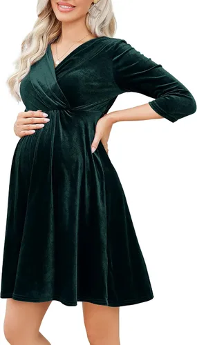 Vista 25 de Camisas de maternidad para mujer, cuello cuadrado, manga larga abombada, linda, casual, blusas, ropa de otoño Albaricoque