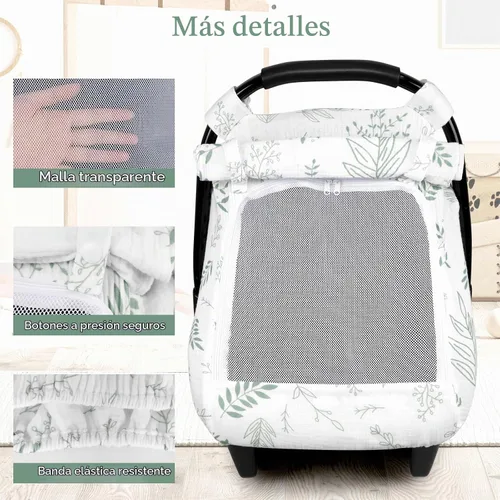 Vista 5 de Funda de muselina para asiento de automóvil para bebé con ventana de malla extragrande, funda transpirable para asiento de automóvil infantil