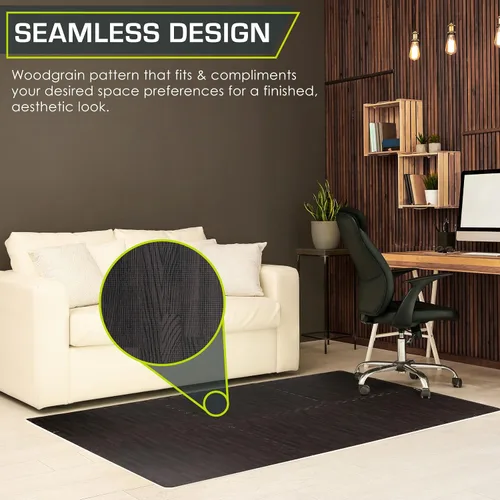 Vista 4 de ProsourceFit Tapete de rompecabezas de grano de madera de 1/2 pulgada, 6 baldosas de espuma EVA entrelazadas (24 pies cuadrados) para suelo