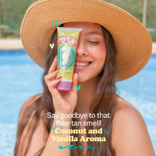 Vista 5 de D'Luchi Self Tanner - Crema bronceadora sin sol con colágeno y vitamina E para piel seca, brillo bronceado natural, hidratante y sin manchas, libre