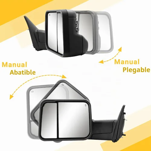 Vista 5 de Sanooer - Espejos de remolque para Dodge Ram 1500 2009-2018 2010-2018 2500 3500 par Negro
