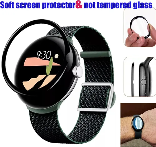 Vista 4 de Paquete de 4 protectores de pantalla diseñados para Google Pixel Watch, película de TPU, protección de relojes inteligentes sin burbujas para Google