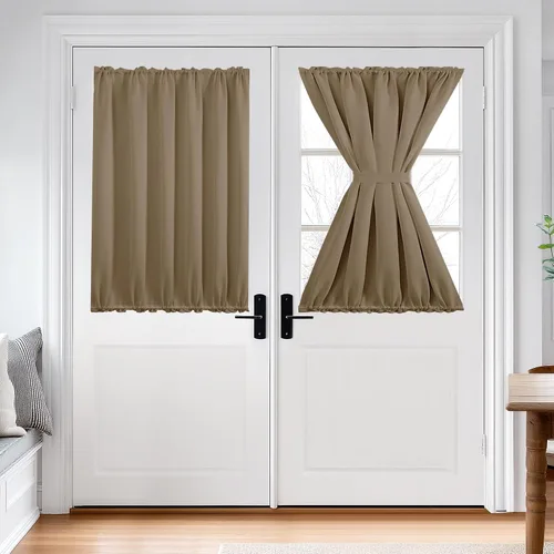 Vista 10 de Deconovo Cortinas opacas para puerta, bolsillo para cortinero y cortinas de bloqueo con aislamiento térmico para dormitorio, 137.16 x 189.2 cm, azul