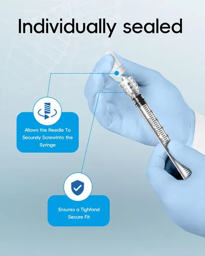 Vista 7 de Jeringa Luer Lock de 1ml sin aguja - Jeringas de plástico de 1cc, estériles, selladas individualmente, paquete de 10