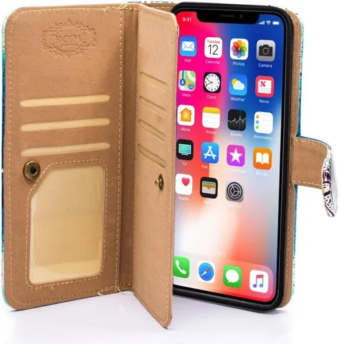 Vista 4 de Bcov Funda para iPhone 11 Pro, Retro Union Jack Flag Multifuncional Cartera Flip Case PU Cuero Folio Funda con Ranura para Tarjeta de Crédito