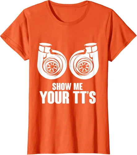 Vista 40 de Funny Show Me Your TT's Twin Turbo Car Racing Camiseta, Negro, S
