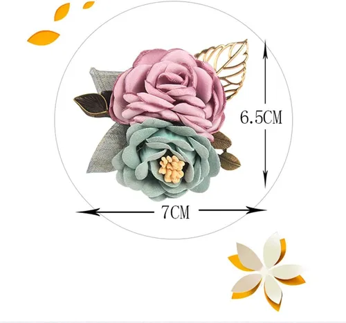 Vista 3 de Broche de flores de tela para mujer, broche de moda, horquilla, cabeza de flor, doble propósito (multicolor opcional)
