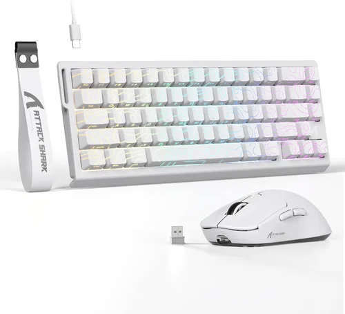 Vista 5 de ATTACK SHARK X68 HE - Teclado magnético con cable con combinación de mouse inalámbrico X3, teclado de disparo rápido de 8 KHz, precisión RT de 0.000