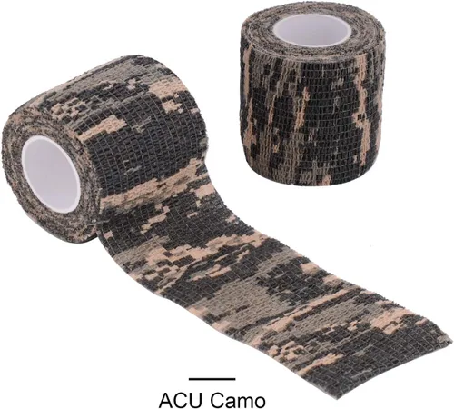 Vista 3 de Cinta envolvente autoadhesiva de camuflaje para protección de 5 cm x 4,5 m. Cinta de camuflaje discreta de tela no tejida. Vendaje elástico