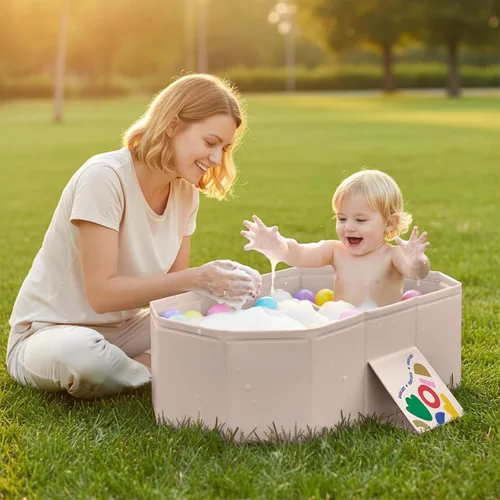 Vista 2 de Bañera de bebé para recién nacidos a niños pequeños, bañera plegable para bebés con base antideslizante y tapón de drenaje, bañera portátil