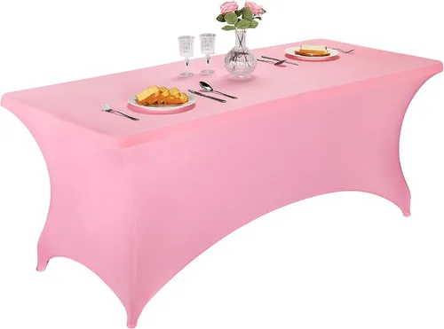 Vista 51 de LZY Cubierta de Mesa Elástica Ajustable de Spandex para Mesa Plegable de 6 pies, 4 pies o 8 pies, Mantel de Cóctel Rectangular, Perfecto para Champn