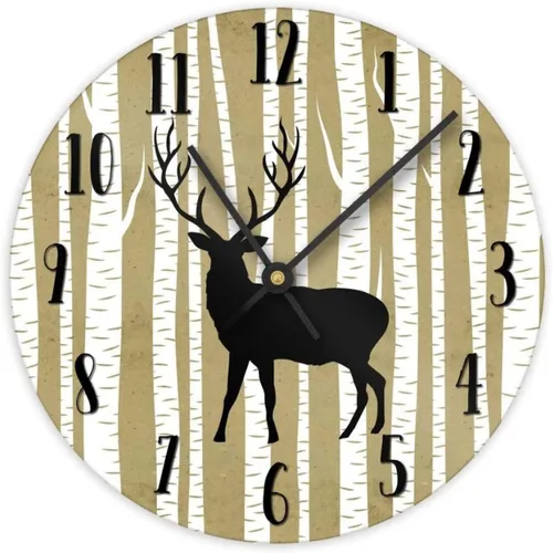 Vista 14 de ASL - Reloj de pared de grano de madera de 10 pulgadas, reloj de pared de arco iris, funciona con pilas, sin tictac, reloj de madera vintage