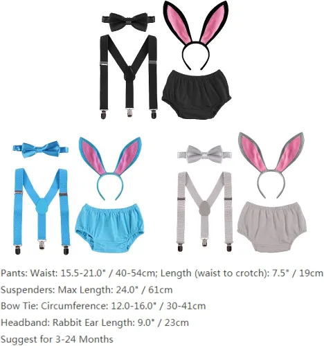 Vista 7 de IBTOM CASTLE Conjunto de ropa con tirantes para el primer día de San Patricio, Pascua, conejito de Pascua, smash Bloomers