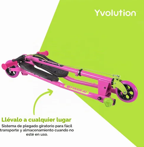 Vista 2 de Yvolution Y Fliker - Patinete de deriva A1 de 3 ruedas para niños de 5 a 8 años, autopropulsado, diseño plegable con freno de mano, peso máximo 110