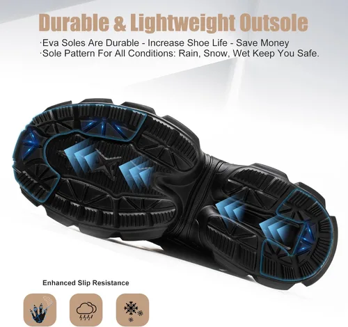 Vista 5 de Hogent - Zapatos de puntera de acero para mujer y hombre, anchos, antideslizantes, de trabajo, tenis de punta compuesta, indestructibles, cómodos