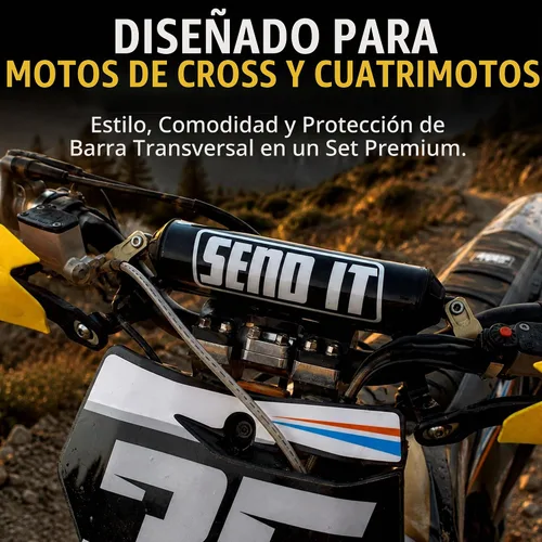 Vista 3 de SEND IT Almohadilla de Manillar con FREE GRIP DONUTS - Ajuste Universal para Motos de Cross y ATVs Barra Transversal (NEGRO, Redondo)