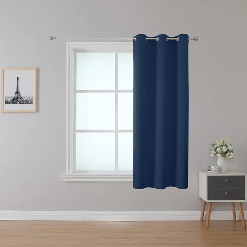 Vista 23 de Cortina opaca ignífuga, ojales en la parte superior, certificación NFPA 701, resistente al fuego para aula/dormitorio, 1 panel, negro, 42 x 63