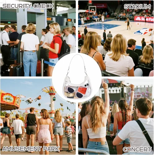 Vista 7 de Bolsa transparente para eventos de estadio, bolsa de hombro transparente para estadio aprobada con cartera, para conciertos, eventos deportivos