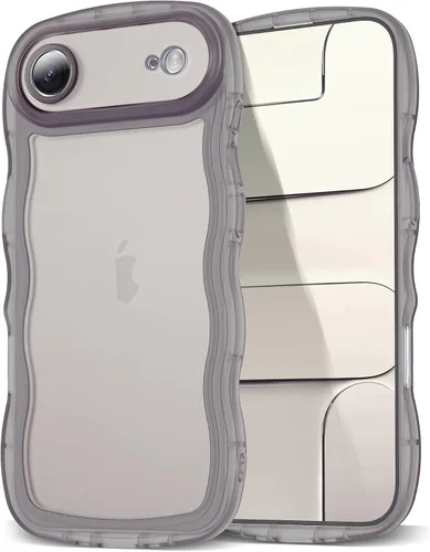 Vista 107 de SKYLMW Funda compatible con iPhone 12 Pro, diseño de ondas rizadas kawaii, borde chapado de lujo, elegante parte trasera transparente brillante, TPU