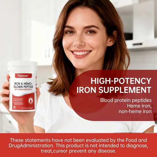 Vista 7 de Suplemento de hierro de 36 mg con 500 mg de remolacha, hierro quelado cuádruple y péptido de hemoglobina sinérgica – Absorción mejorada sin efectos