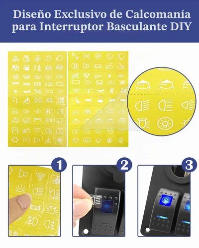 Vista 7 de Panel de Interruptores Basculantes Marinos de Aluminio de 6 Posiciones Impermeable para Barco Protegido por Disyuntor, Pantalla de Voltaje Digital