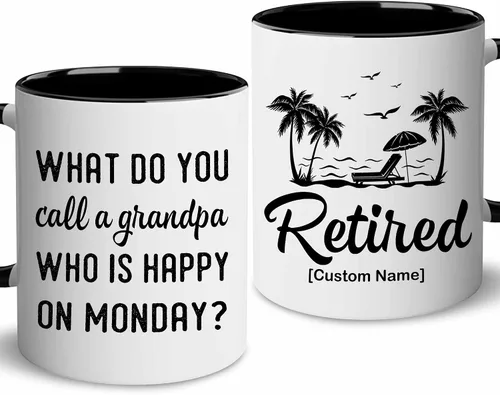 Vista 9 de WHIDOBE Regalos de jubilación personalizados para mujeres y hombres, taza de feliz jubilación, regalo de jubilación personalizado, divertidos