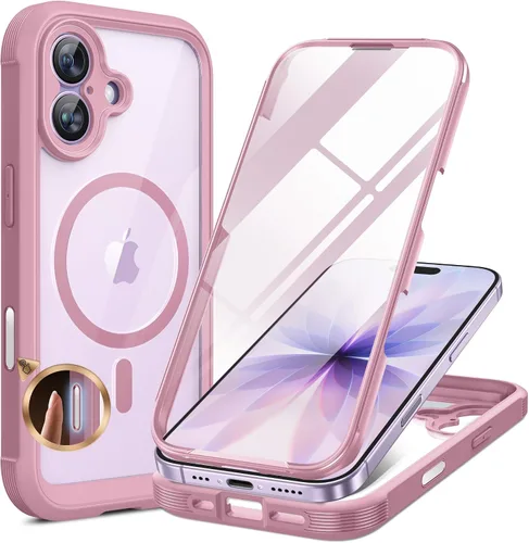 Vista 95 de Miracase - Funda magnética para iPhone 13 Pro Max de 6.7 pulgadas (compatible con MagSafe), transparente, completo, protector de pantalla de vidrio