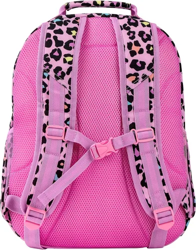 Vista 6 de Choco Mocha Mochila de escuela primaria de 17 pulgadas para niños, rosa (Leopard-pink)