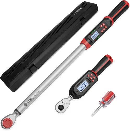 Vista 11 de VANPO Llave dinamométrica digital de 1/2 pulgada 5-99.5 ft-lb/6.8-135Nm, llave dinamométrica electrónica con valor preestablecido, timbre