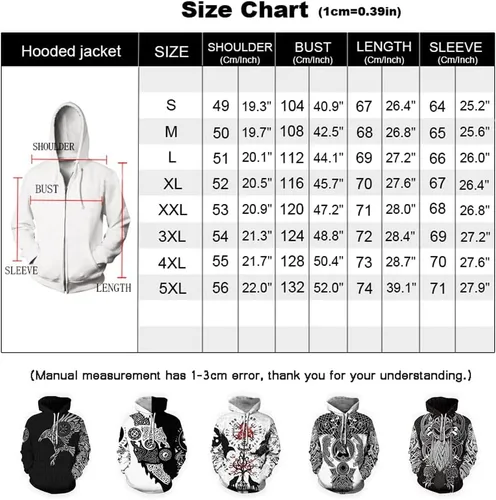 Vista 3 de Novelty Viking Fenrir Wolf Hoodie 3D Printed Hoodie Pullover Jacket With Pockets Men's Long Sleeve Sweatshirt