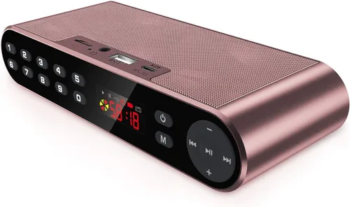 Vista 4 de Antimi Altavoz Bluetooth con reproductor de radio FM, reproductor MP3, altavoz estéreo portátil inalámbrico con controladores de altavoces