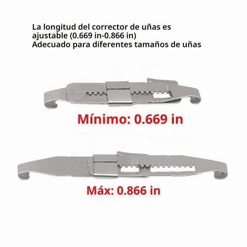Vista 6 de Corrección de uñas encarnadas plateadas de 17 a 0.866 in ajustable de acero inoxidable corrector de uñas de pedicura paroniquia herramienta