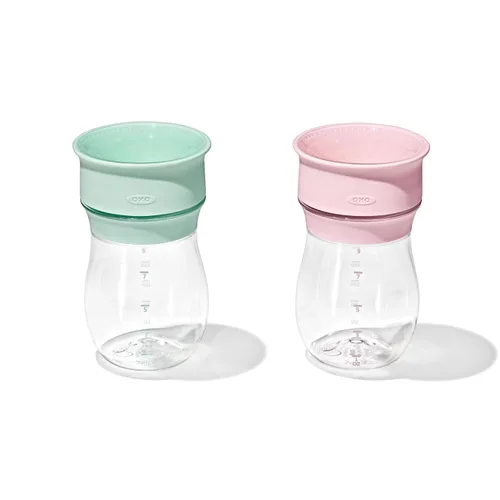 Vista 7 de OXO Tot Transitions - Taza de 360 onzas, 6 onzas con asas, ópalo y flor, paquete de 2