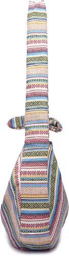Vista 5 de Bolso cruzado hippie para mujer, bolso de mano bohemio de lona, estilo bohemio