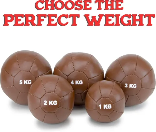 Vista 5 de Crown Sporting Goods Pelota medicinal con peso de cuero suave al tacto vintage para fitness, resistencia, entrenamiento de fuerza